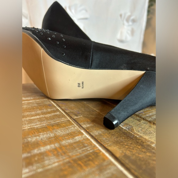 Nygard Collection Reanna Black Open Toe Shoe With Black Gem Stones - Picture 2 of 5